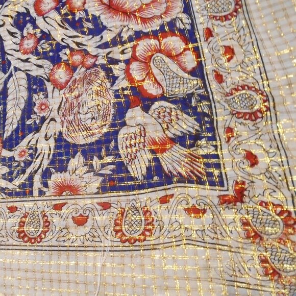 Fringed Shawl with Lots of Metallic Gold NWOT - Hippie Boho Bohemian Scarf - Picture 7 of 10